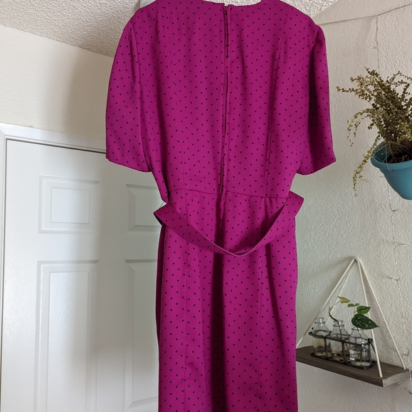 Vintage Chaus Dress · Late 80s · Pink & Black Polkadots · Size 16 - Picture 6 of 8